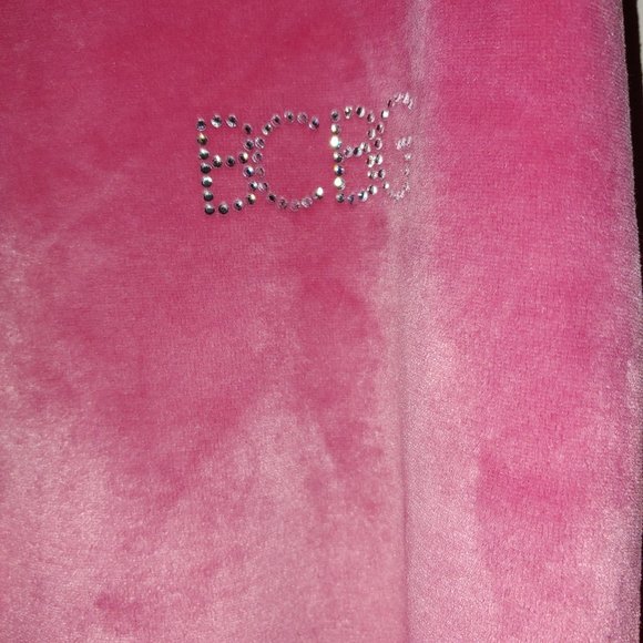 BCBGMaxAzria Y2K Velour Sweatpants Track Size XL Hot Pink - Picture 3 of 9